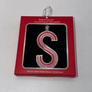 NEW Regent Sqaure Pink Letter “S” Ornament